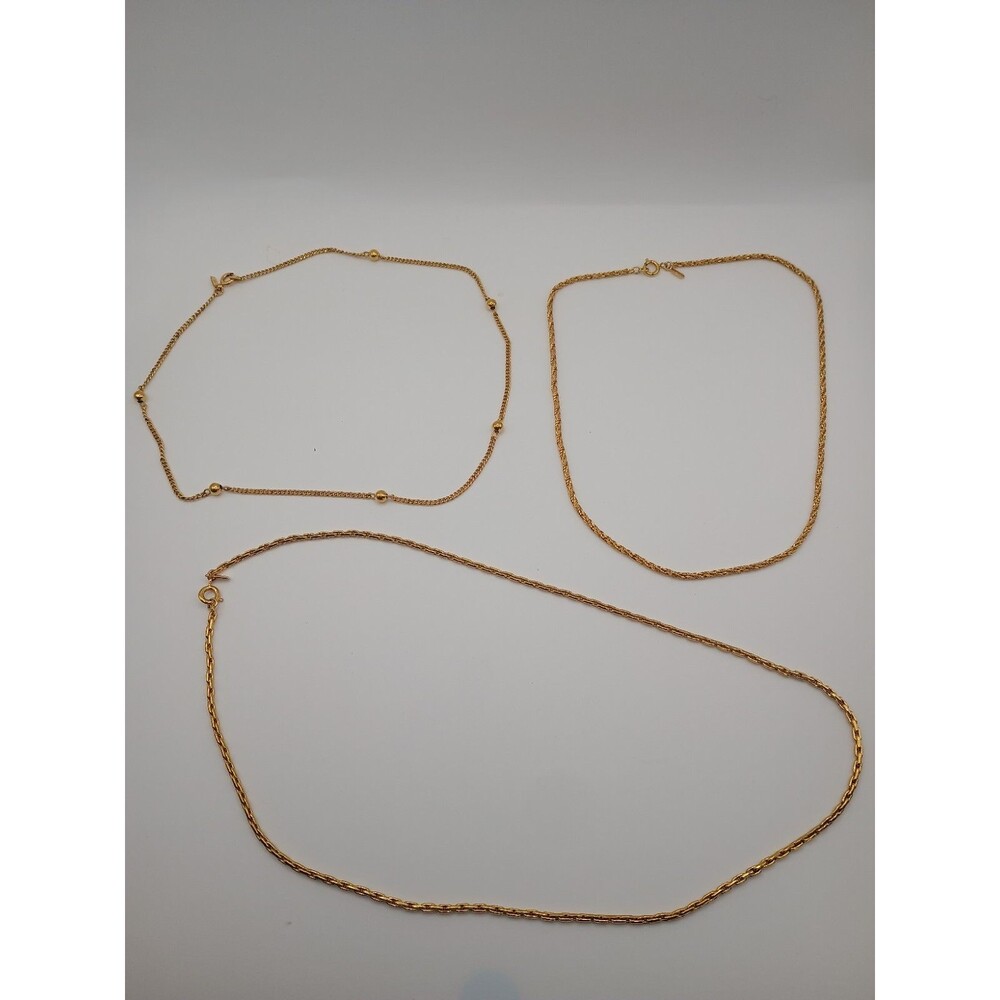 3 Vintage Monet Gold Plated Simple Chain Layering Necklaces